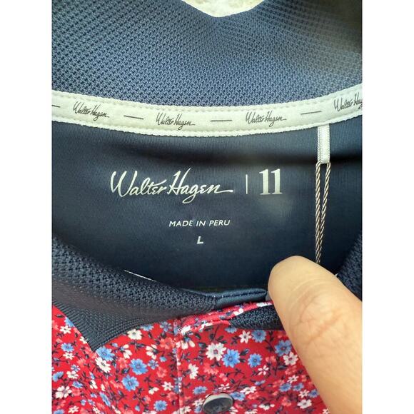 Walter Hagen Men's Red Performance USA Liberty Ditsy Golf Polo Shirt Size L - Picture 7 of 8